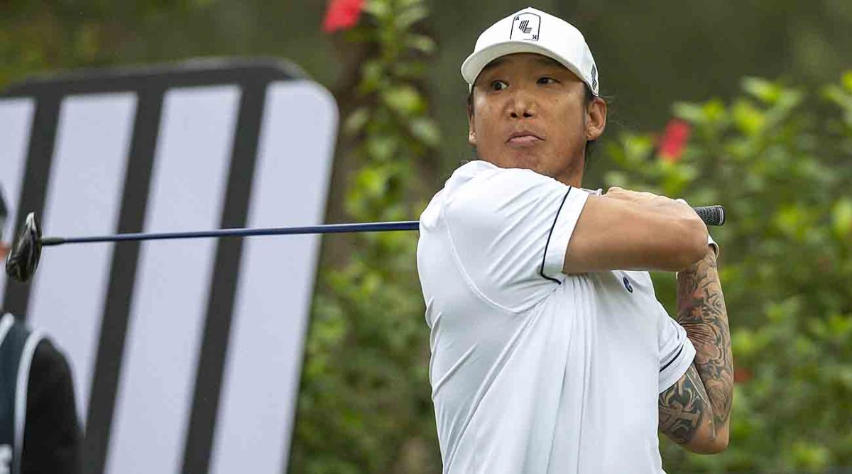 Anthony Kimtees off during the 2024 LIV Golf Invitational - Hong Kong at the Hong Kong Golf Club.